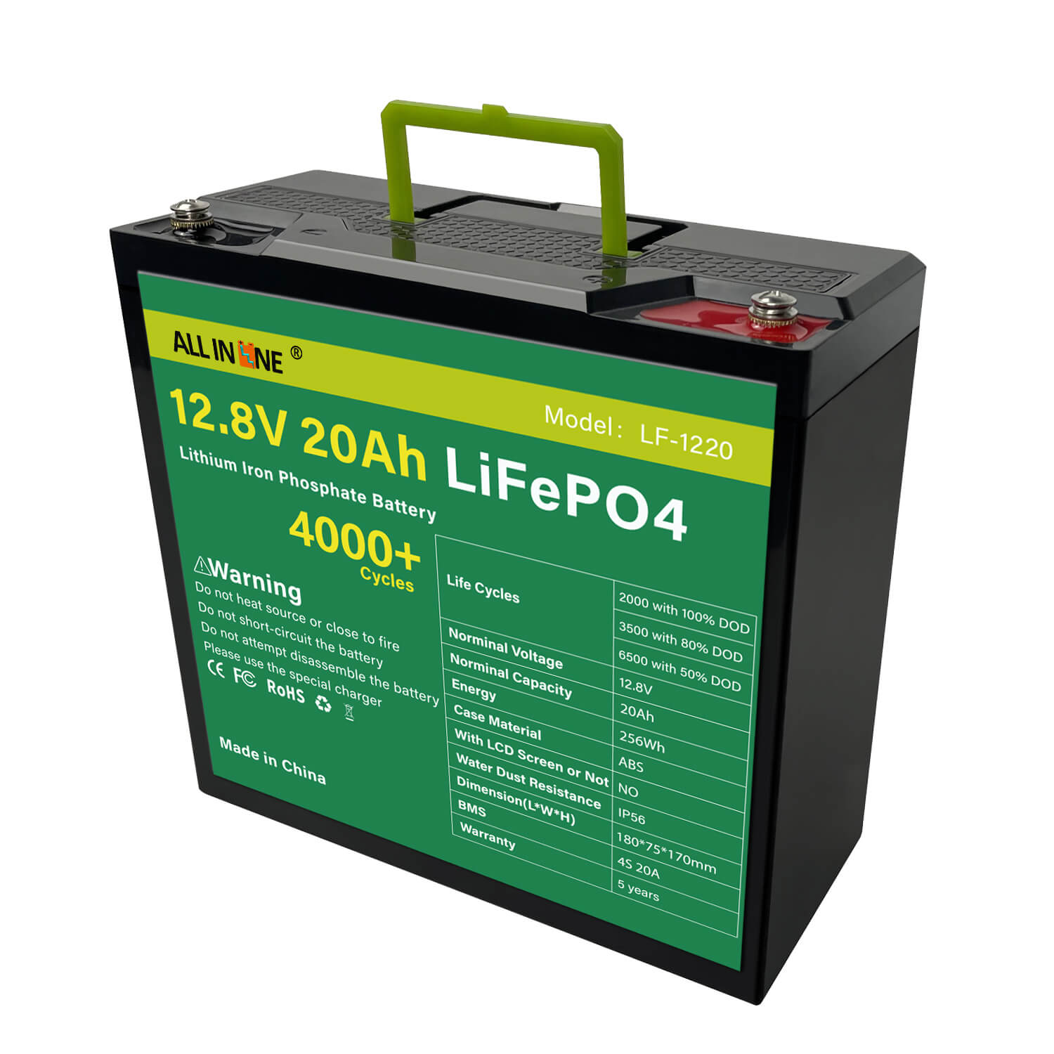 12v 80AH 4s LiFePO4 Battery 12.8V Lithium Iron Phosphate RV Cycles