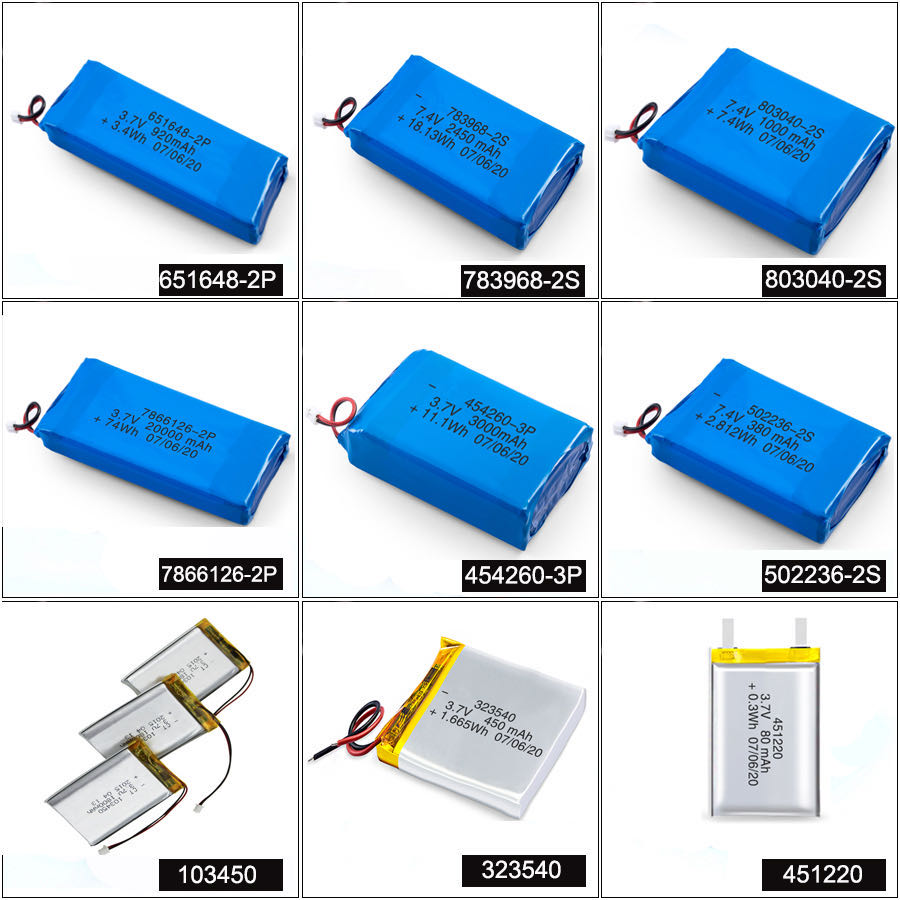 Custom 3.7V 2450 2600 3900 4000 4500 4700 5000 6000 9000Mah Polymer